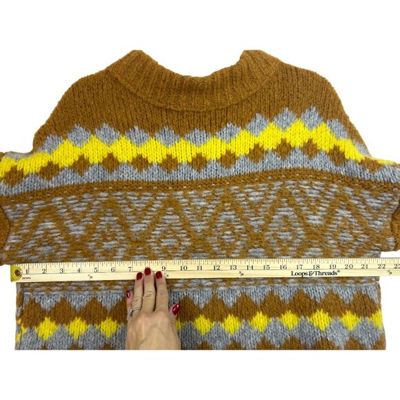 Free People Cropped Sweater Cozy Alpine Mock Neck Alpaca Wool Blend Size S - Picture 12 of 12